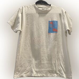 Obey Beige T-Shirt with Red and Blue Graphic